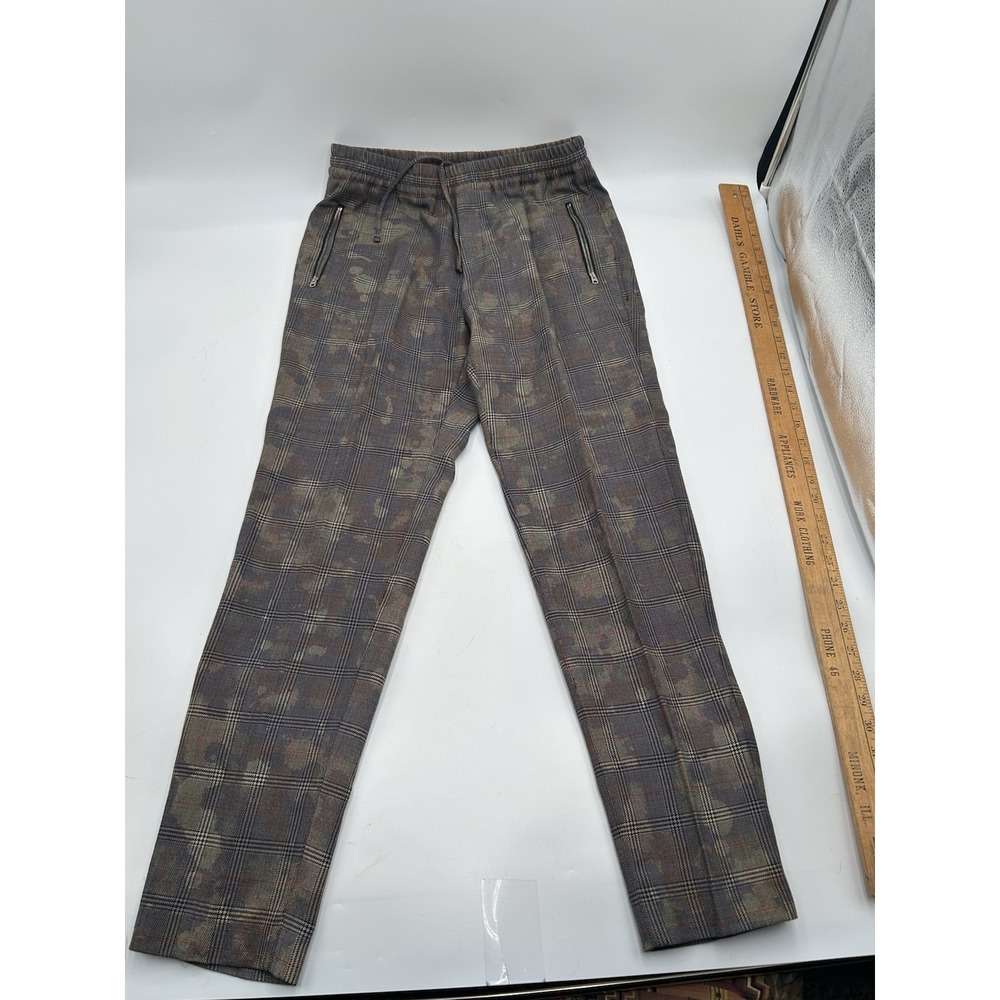 Stella McCartney Womens Pull On Pants Wool Tie Die Plaid Size EU 46 US 30 Or 31